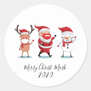 Christmas 2020 Merry Christmask Script Quarantine Classic Round Sticker