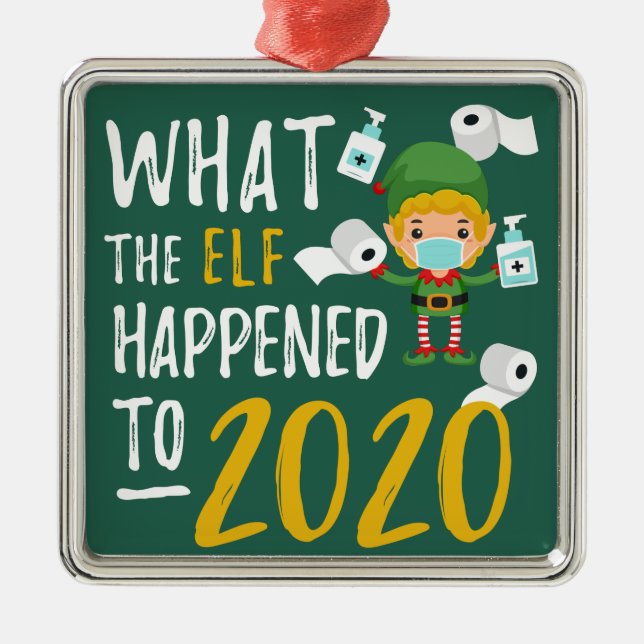 Christmas 2020 Quarantine Lockdown Elf Commemorate Metal Ornament (Front)