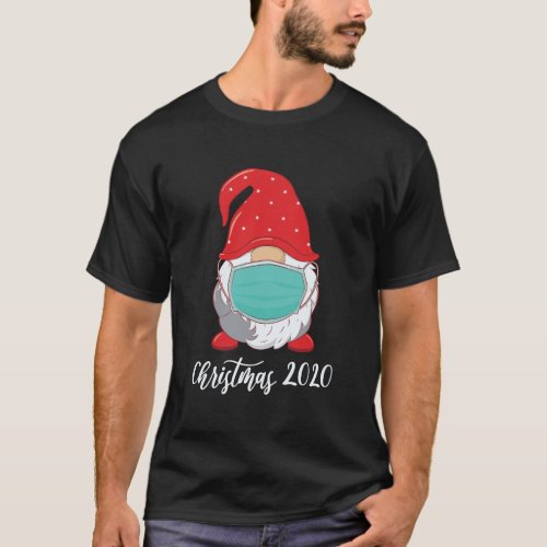 Christmas 2020 Quarantine Mask Cute Gnome Wearing  T_Shirt