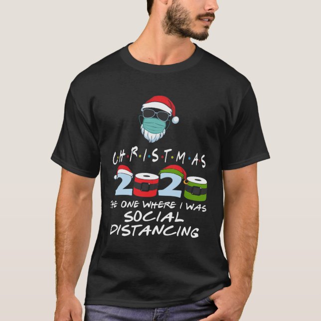 Christmas 2020 Quarantine Santa Wear Mask Toilet P T-Shirt (Front)
