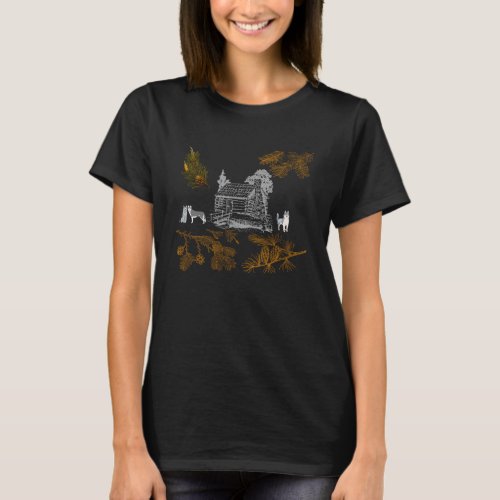 Christmas 2020 Snowy Day Illustration with Husky d T_Shirt
