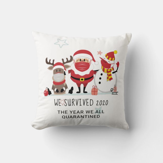 Christmas 2020 Year We Quarantined Commemorative Throw Pillow (Front)