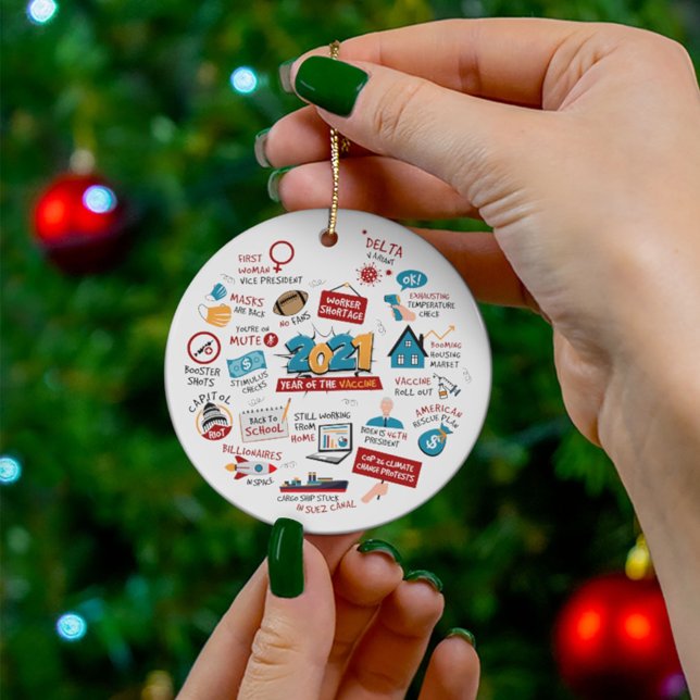 Christmas 2021 COVID Pandemic Vaccine Year  Ceramic Ornament (Creator Uploaded)