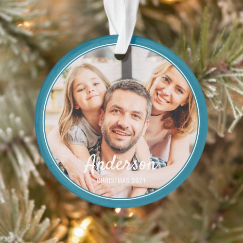 Christmas 2021 Modern Simple Family Photo Ornament