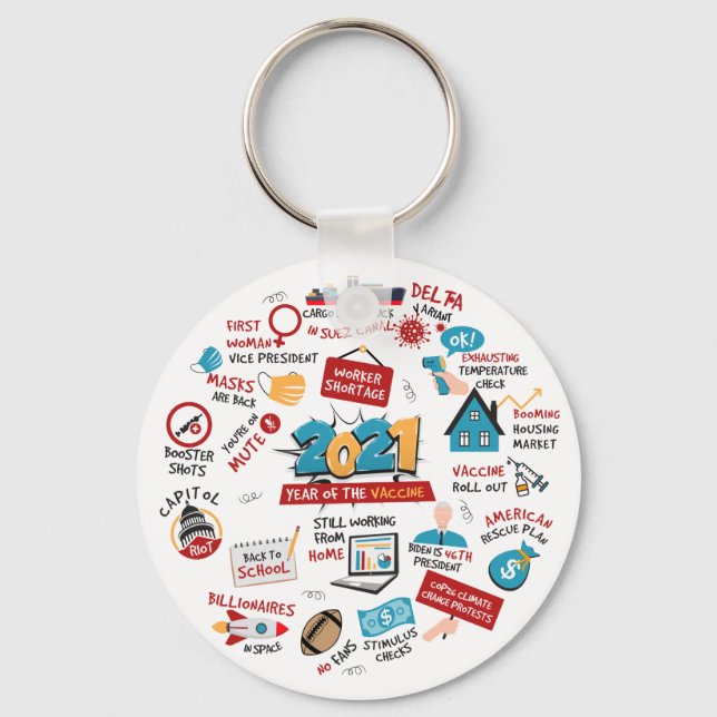 Christmas 2021 Pandemic Vaccine Year Memorabilia Keychain (Front)
