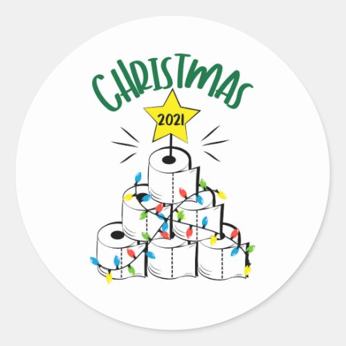 Christmas 2021  Toilet Paper and Lights Classic Round Sticker