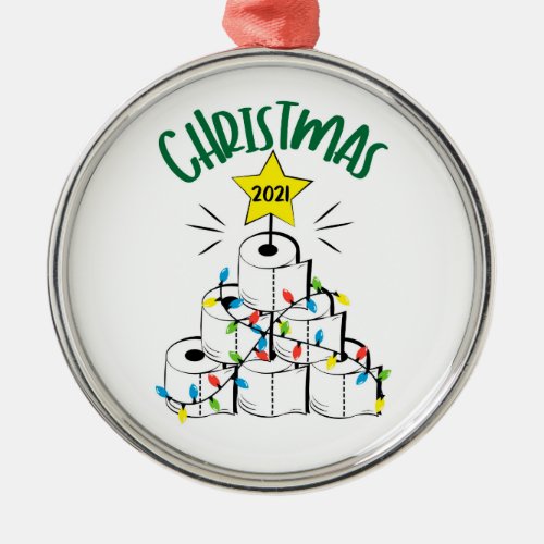 Christmas 2021  Toilet Paper and Lights Metal Ornament