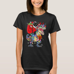Christmas 2022 Cat Santa Riding Dinosaur Rex Chris T-Shirt