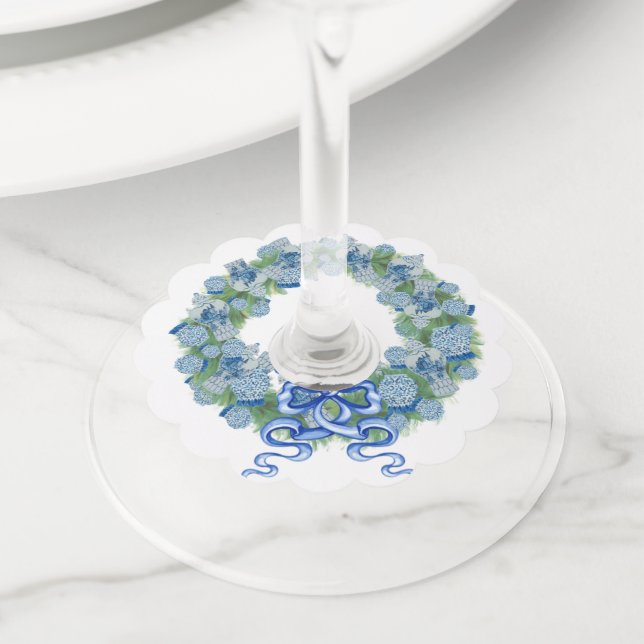 Christmas 2023 Blue Ginger Jar  Wine Glass Tag (Close Up)