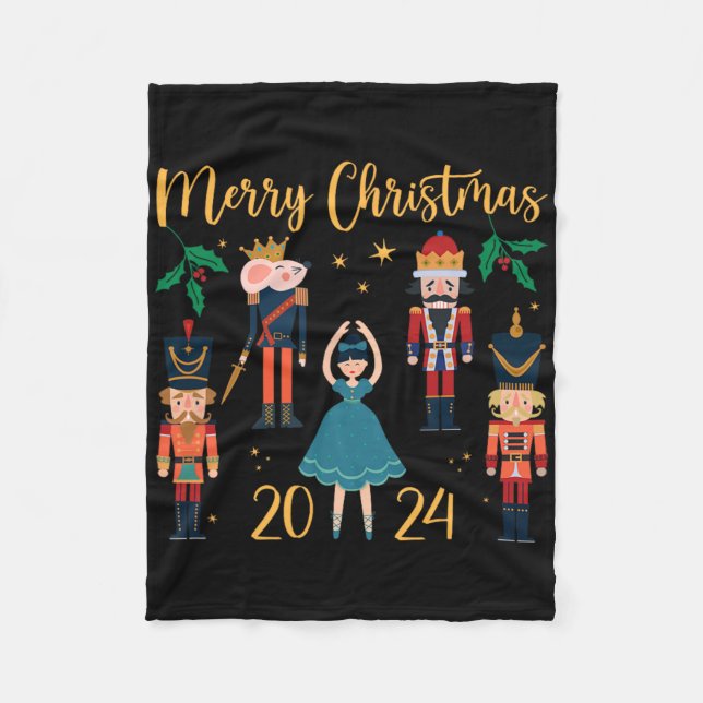 Christmas 2024 Clara And Nutcracker Ballet Pajama  Fleece Blanket (Front)
