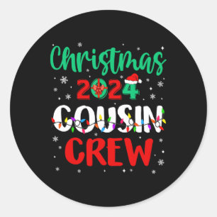 Christmas 2024 Cousin Crew Xmas Lights Funny Match Classic Round Sticker