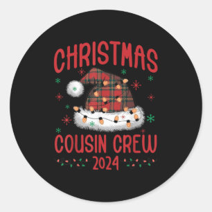 Christmas 2024 Cousin Crew Xmas Lights Santa Hat P Classic Round Sticker