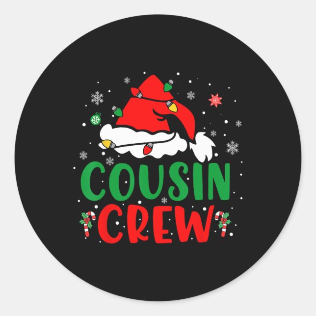 Christmas 2024 Cousin Crew Xmas Santa Hat Pajamas  Classic Round Sticker (Front)