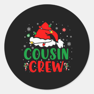 Christmas 2024 Cousin Crew Xmas Santa Hat Pajamas Classic Round Sticker