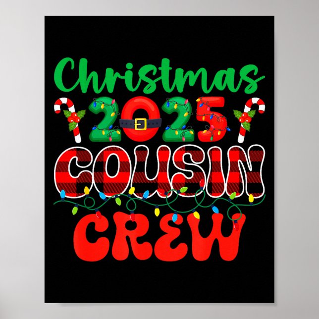 Christmas 2025 Cousin Crew Xmas Lights Family Reun Poster (Front)