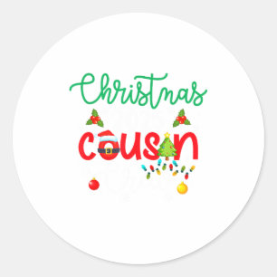 Christmas 2025 Cousin Crew Xmas Lights Matching Fa Classic Round Sticker