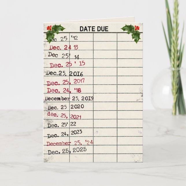 Christmas 2025 Old Library Card (Front)