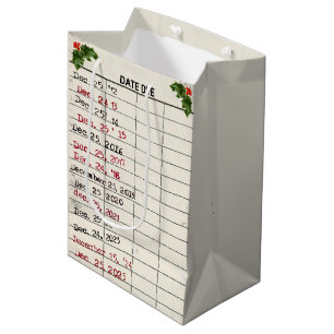 Christmas 2025 Old Library Card Medium Gift Bag