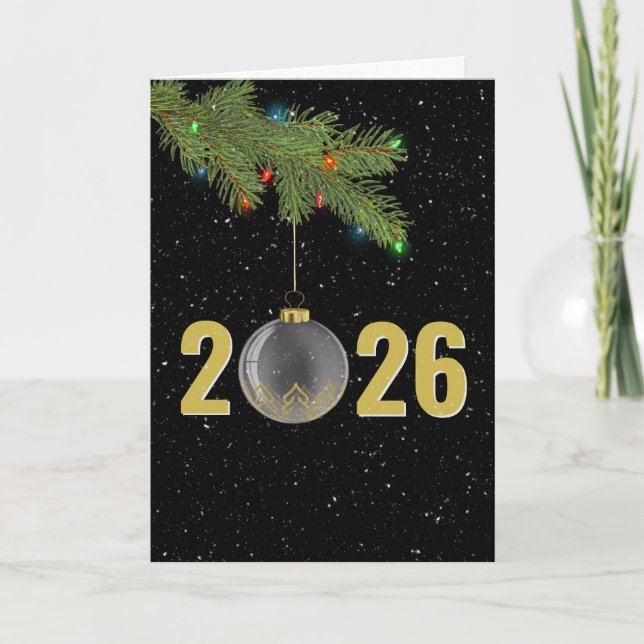 Christmas 2026 Ornaments in Snow Holiday Card (Front)