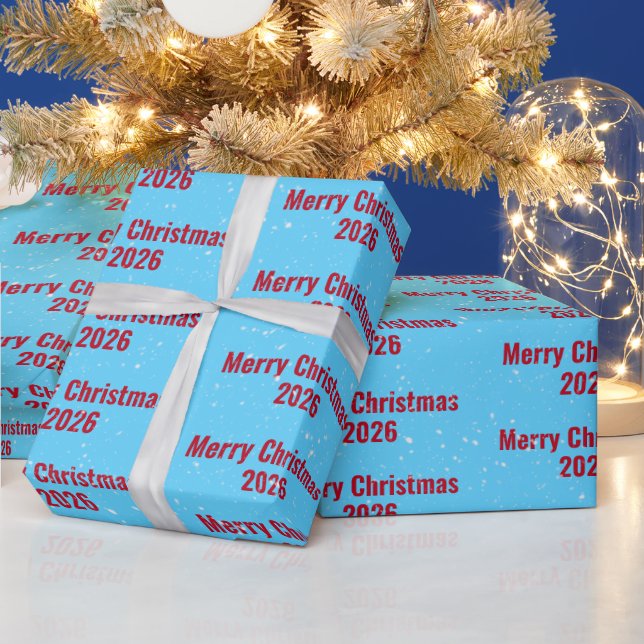 Christmas 2026 Text On Aqua Wrapping Paper (Holidays)
