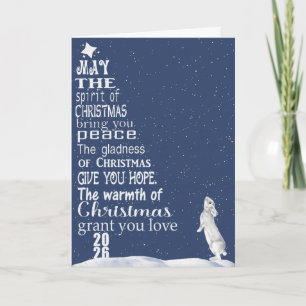 Christmas 2026 Tree and Rabbit Holiday Card
