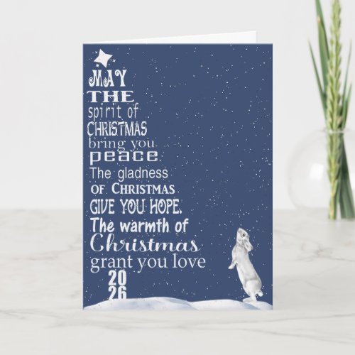 Christmas 2026 Tree and Rabbit Holiday Card