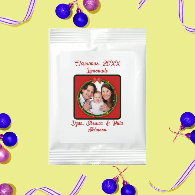Christmas 20XX Wreath Photo Names Red Green Colors Lemonade Drink Mix (Creator Uploaded)
