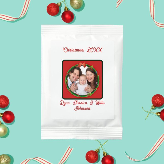 Christmas 20XX Wreath Photo Names Red Green Colors Margarita Drink Mix (Creator Uploaded)