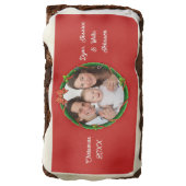 Christmas 20XX Wreath Photo Red Background Brownie (Rotated)