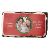 Christmas 20XX Wreath Photo Red Background Brownie (Front)