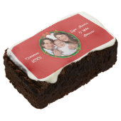 Christmas 20XX Wreath Photo Red Background Brownie (Angled)