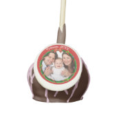 Christmas 20XX Wreath Photo Red Background Cake Pops (Front)