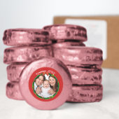Christmas 20XX Wreath Photo Red Background Dipped Oreo Cookie Favors (Dozen)