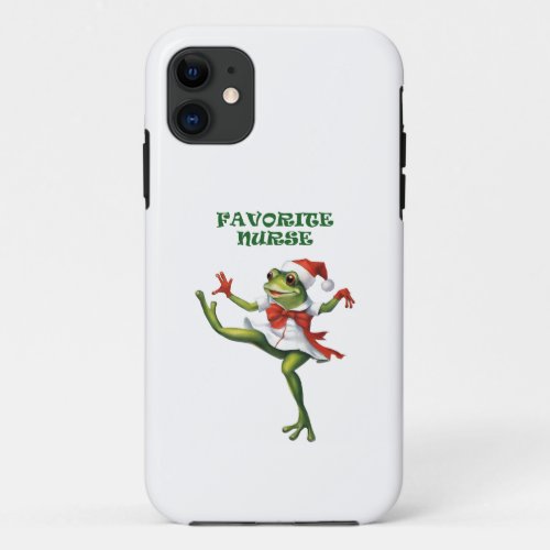 Christmas 21 nurse frog  gift AI generated  iPhone 11 Case