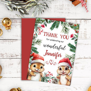 Christmas 2° Birthday Squirrel Thank You Card