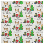 Christmas 2 Pembroke Welsh Corgi (red 1) Tree Cute Fabric