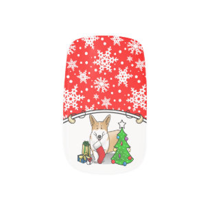 Christmas 2 Pembroke Welsh Corgi (red 1) Tree Cute Minx Nail Art
