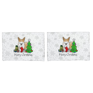 Christmas 2 Pembroke Welsh Corgi (red 1) Tree Cute Pillow Case