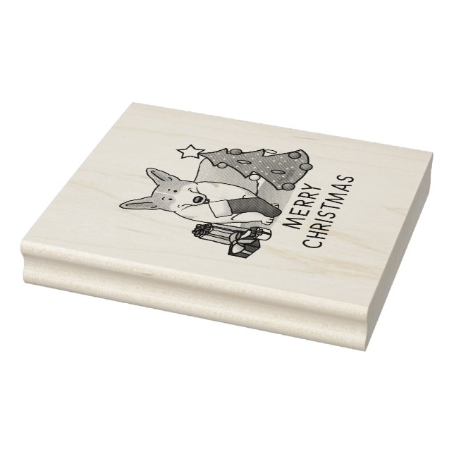 Christmas 2 Pembroke Welsh Corgi (red 1) Tree Cute Rubber Stamp (Stamp)