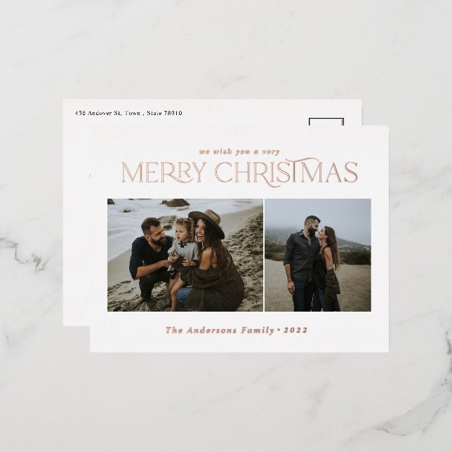 Christmas 2 photo botanical floral  foil holiday p (Front/Back)