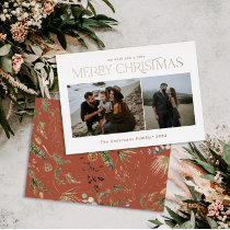 Christmas 2 photo watercolor botanical floral foil foil holiday card