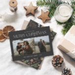 Christmas 2 photo watercolor botanical floral holiday card