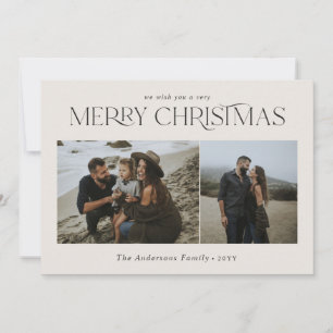 Christmas 2 photo watercolor botanical natural holiday card