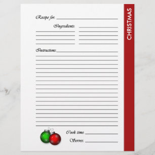 CHRISTMAS 2-sided Recipe Pages