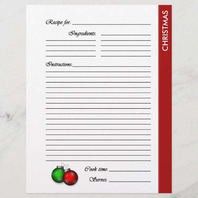 CHRISTMAS 2-sided Recipe Pages (Front)