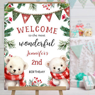 Christmas 2nd Birthday Cute Polar Bear  Foam Board