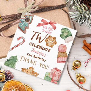 Christmas 2nd Birthday Girl Pink Winter Party Favor Tags