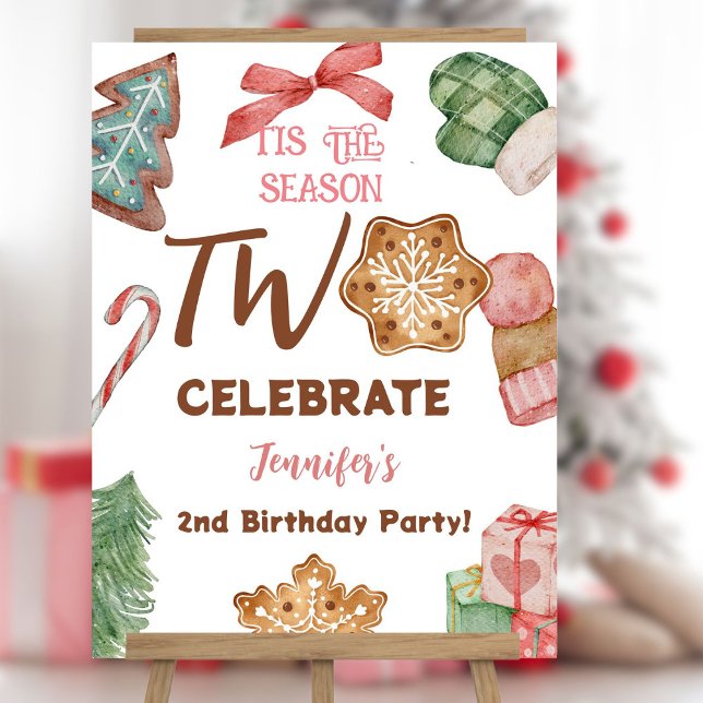 Christmas 2nd Birthday Party Girl Pink Welcome  Foam Board (Creator Uploaded)