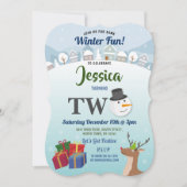 Christmas 2nd Birthday Party Santa Snowman TWO Invitation (Front)