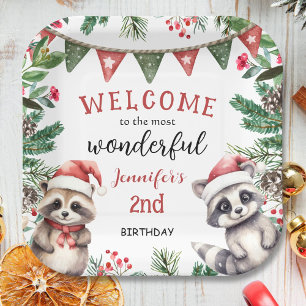 Christmas 2nd Birthday Woodland Winter Cute Paper Plates